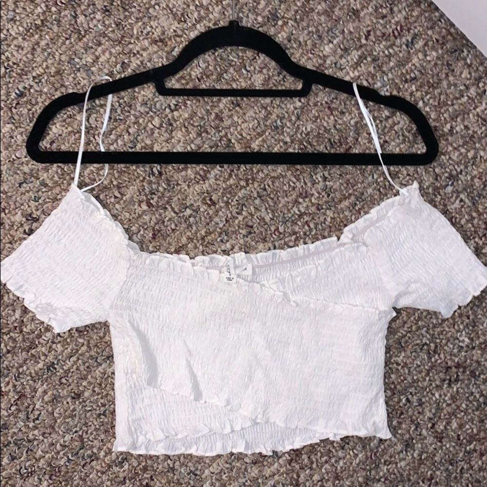 Smocked White Crop Top